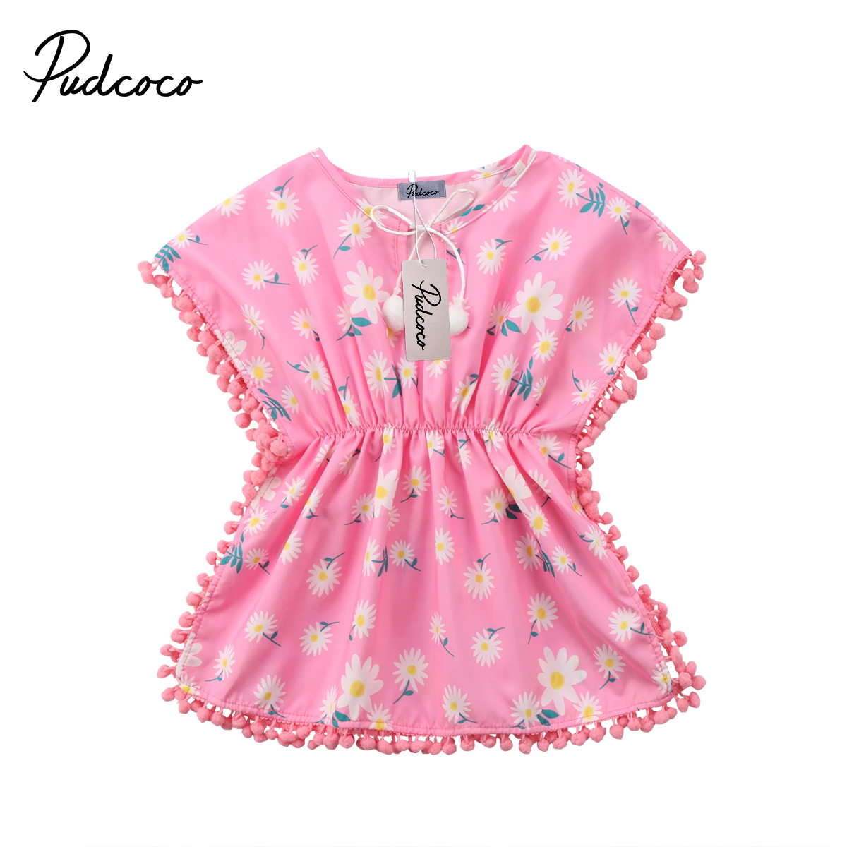 

Pudcoco Kids Baby Girls Dress Princess Flower Summer Batwing Sleeve O-Neck Beach Tassel Dress 6M-5Y Helen115