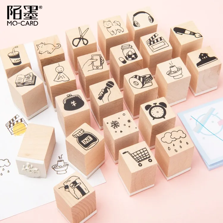 

Cute cat wood stamp DIY craft wooden rubber stamps for scrapbooking stationery scrapbooking mini stamp