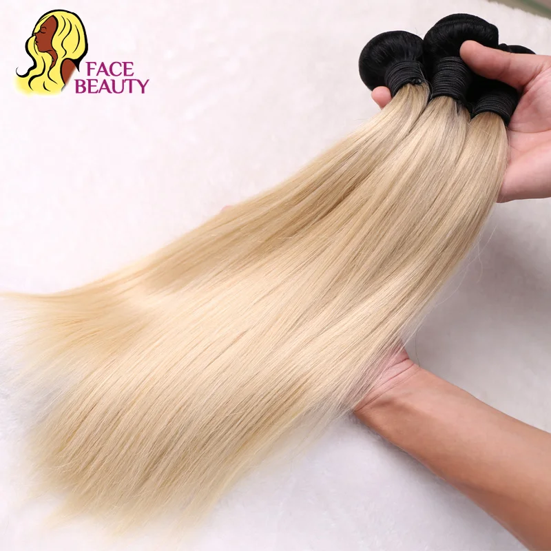 Facebeauty Preplucked 1B 613 Омбре блонд Remy бразильские человеческие прямые волосы 2/3/4 пучки с