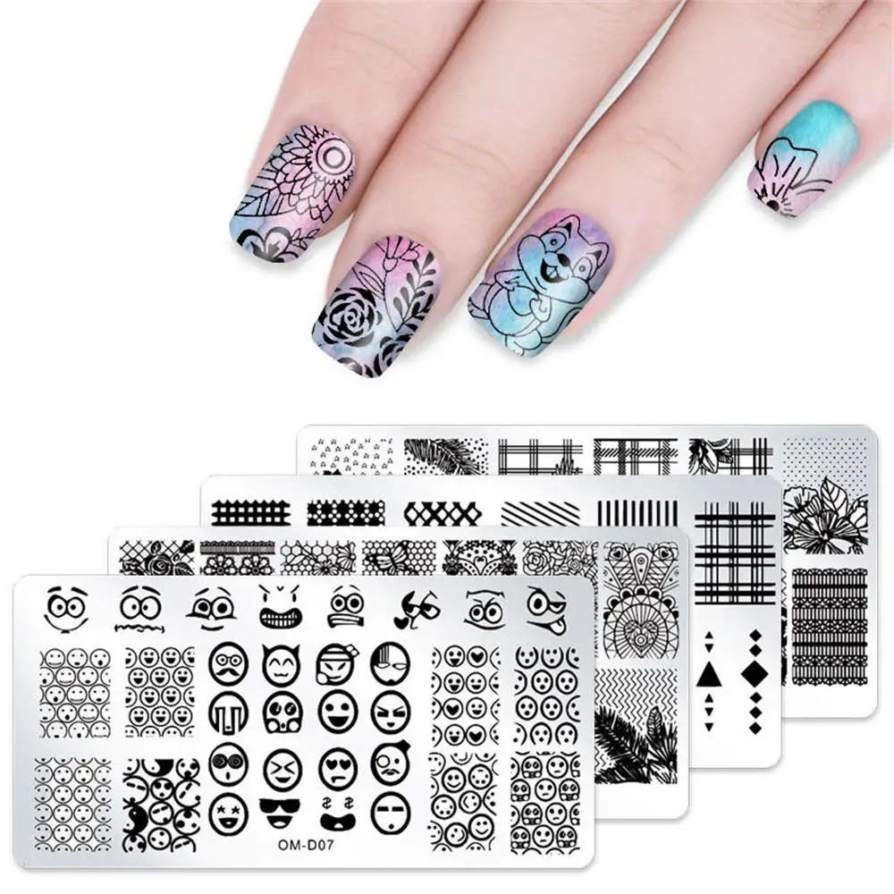 

1pcs Rectangle Nail Stamping Template Negative Windmill Flowers Mandala Spring Patterns DIY Nail Designs Manicure Stamp Plate