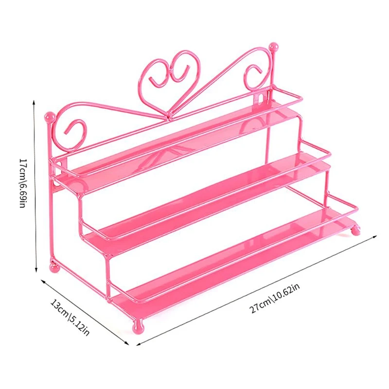 Лак для ногтей, Метал Полка Косметическая Лаки Дисплей стенд держатель Дизайн с сердечком Для женщин Макияж настенный стеллаж Органайзер чехол розовый