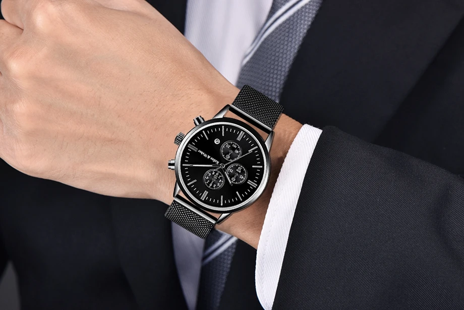 Keller & Weber Men's Watches Top Luxury 30m Waterproof Ultra Thin Date Clock Steel Strap Casual Quartz Watch Men Sport Watch (9)