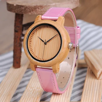

BOBO BOIR V-J07 Womens Bamboo Wooden Watch Lady Quartz Wristwatch with PU colorful Bracelet Band zegarek damski