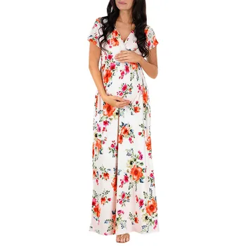 

Dress For Pregnant Women Fashion Nursing Sweet Floral Printing Maternity Comfortable Long Dress одежда для беременных лето F4