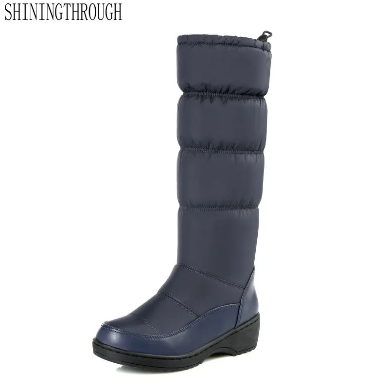 

2019 fashion erogenous mid calf snow boots round toe 4.5cm med heel women shoes to keep warm in winter casual party shoes