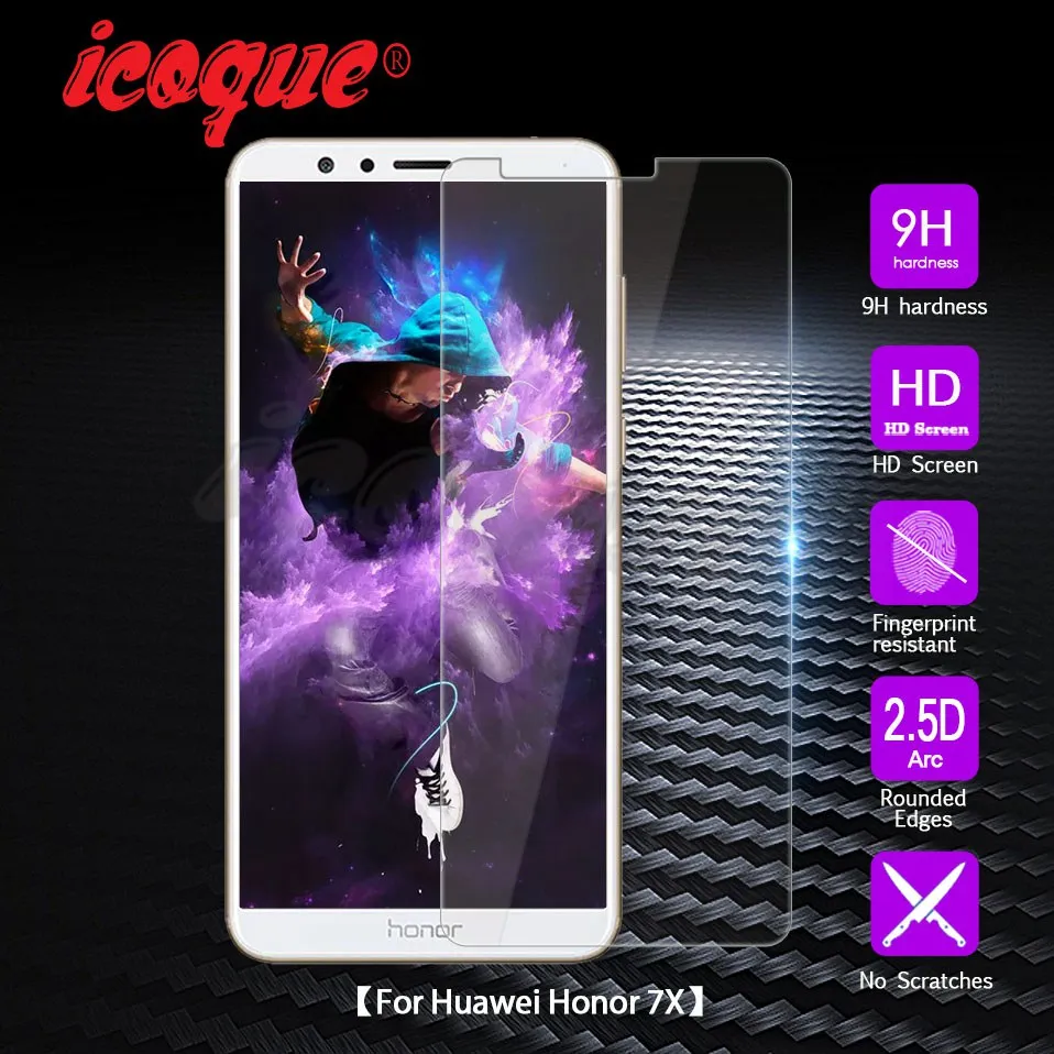 Защитное стекло Icoque для Huawei Honor 7x 2.5D 9H защитная пленка Honor7x Защитная закаленное |