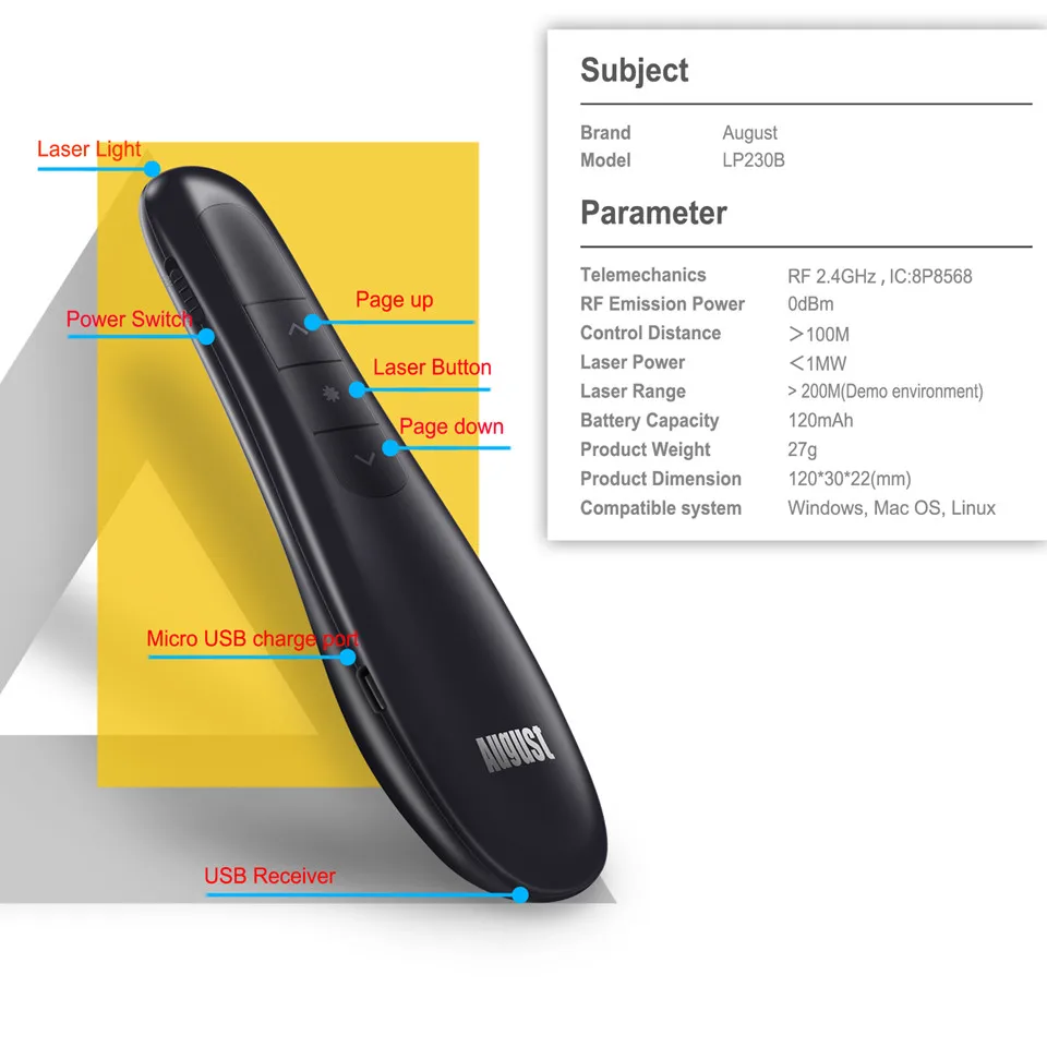 August LP230B PowerPoint PPT Clicker