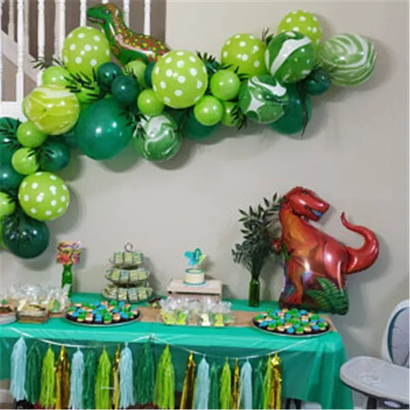 Джунгли зеленые воздушные шары воздушный шар с динозавром Держатель колонка День Рождения украшения мальчик динозавр баллон стенд арочный комплект пол