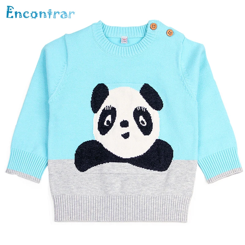 Encontrar Girl's Slim O-Neck Sweater Boy Panda Pattern Pullover Spring Children Casual Rib Knit Cuff Sweaters 6M-24M DC331 |