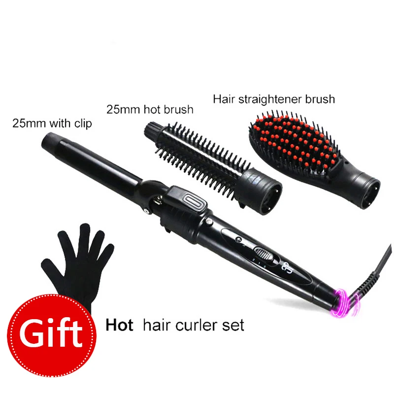 

3In1 Hair Curling Iron Ceramic Electric Hair Straightener Brush Tourmaline Smooth Fast Hairs Straightener Comb Hairs Curler Tool