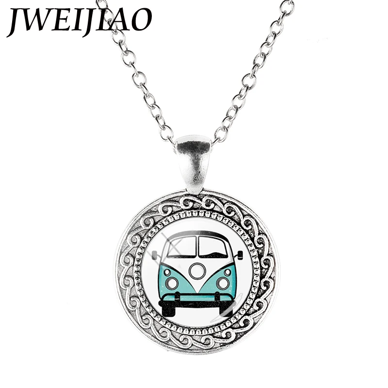 JWEIJIAO винтажный знак мира Логотип автобус ожерелье высокого качества круглый