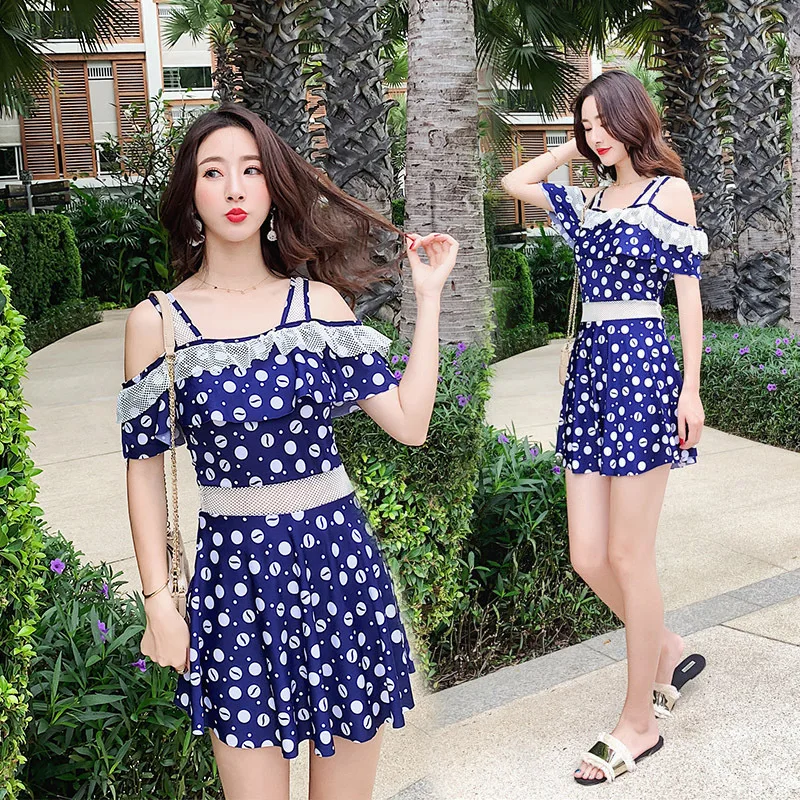 

2019 Swimwear Women Female Skirt-style Small Chest Sexy Covered Belly Thin Conservative Large Size Hot Spring Swimwear A2193YPD