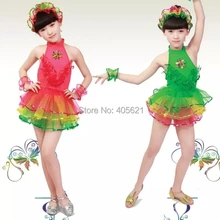 20 шт./партия, платье без бретелек с бриллиантами, три блестящих пышных вуали, детская одежда для выступлений, современный танцевальный костюм для латиноамериканских танцев