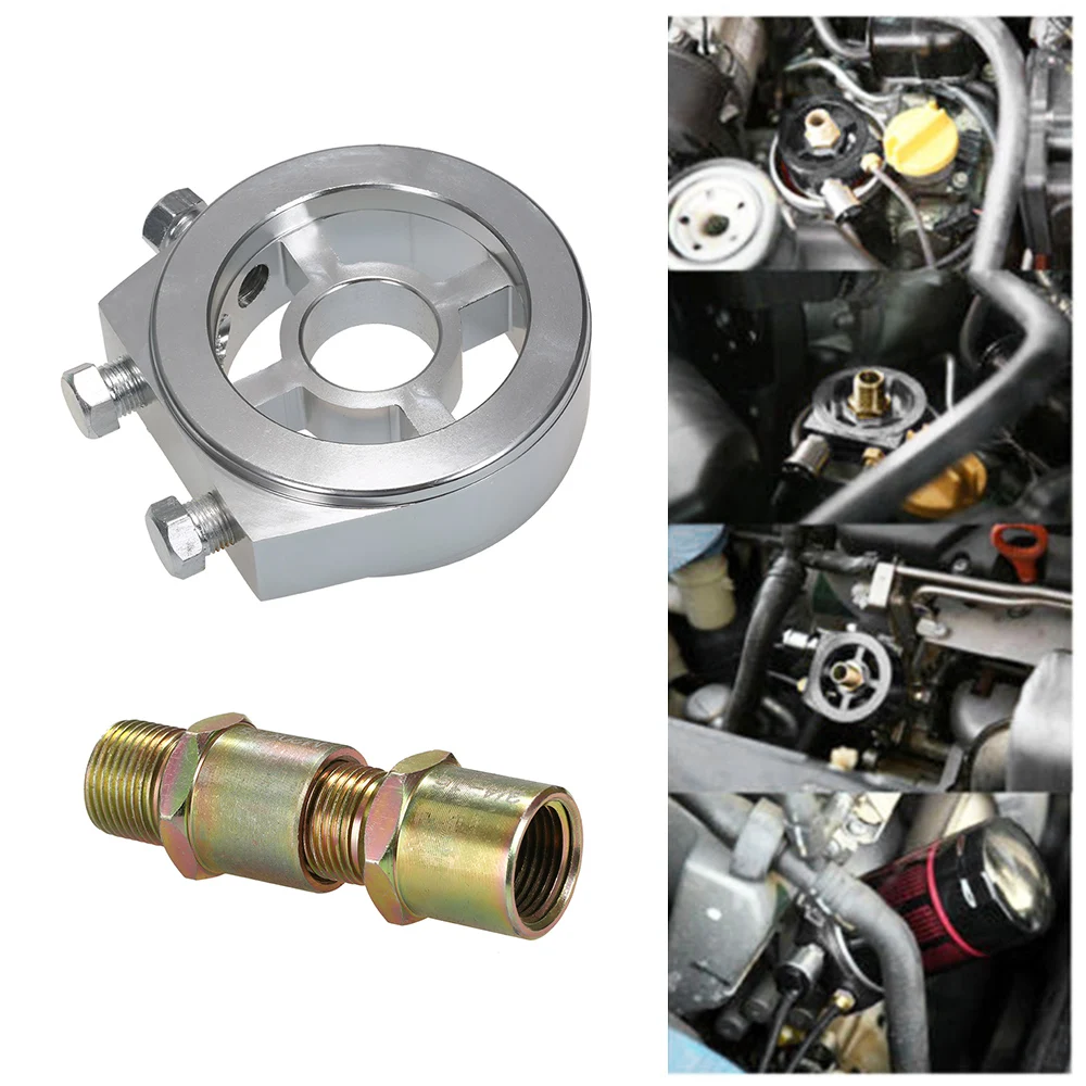 

Universal Car Oil Temperature gauge and Oil Pressure gauge Cooler Filter Cooler Sandwich Adapter Relocation kit Connectors