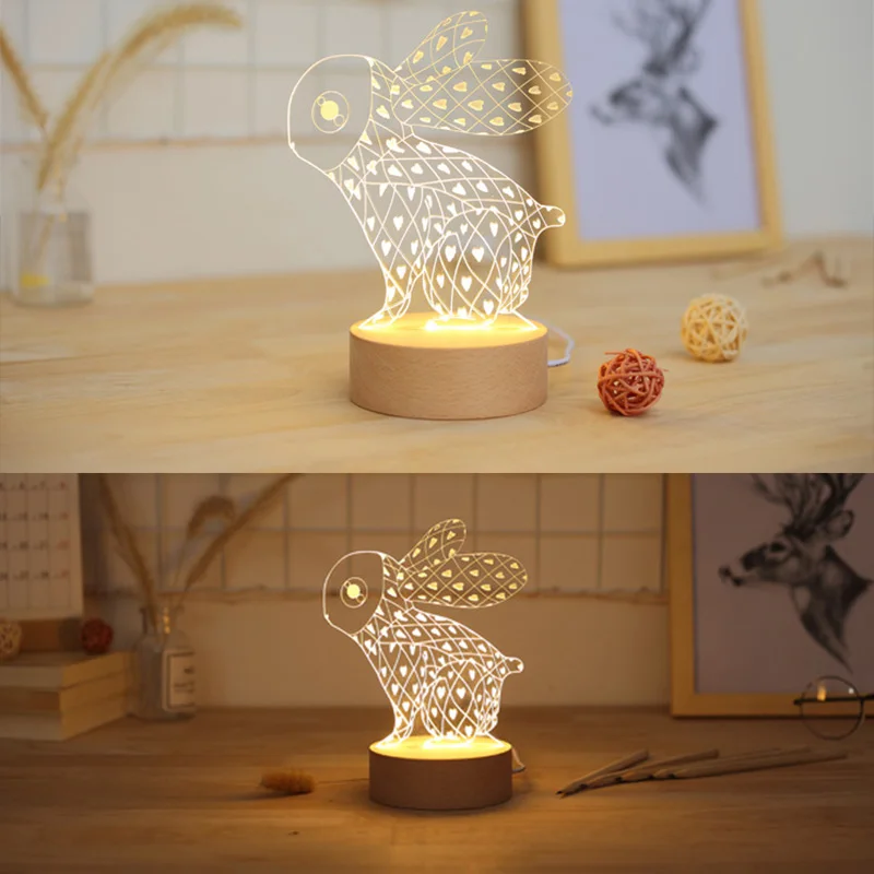 Креативная настольная лампа Anthony Bunny 3D ночник с мультипликационным принтом
