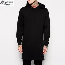 2017 neue Ankunft Freies Verschiffen Mode Männer Lange Schwarz Hoodies Sweatshirts T-stück Mit Seitlichem Reißverschluss Longline Hip Hop streetwear hemd