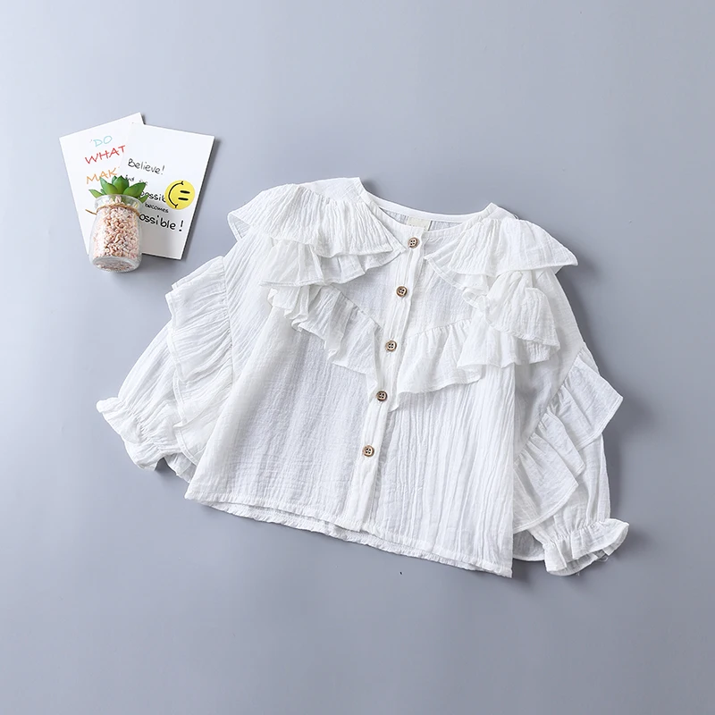 0-6 years high quality girl clothing set new autumn fashion tiered ruched solid shirt+ denim pant kid children clothing