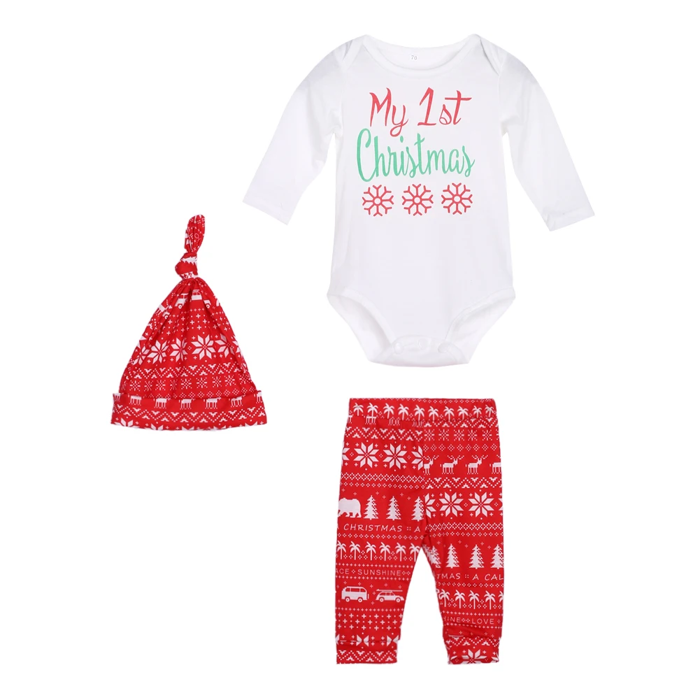 2017 Xmas Baby Outfit Newborn Baby Boys Girls Unisex Printed Tops