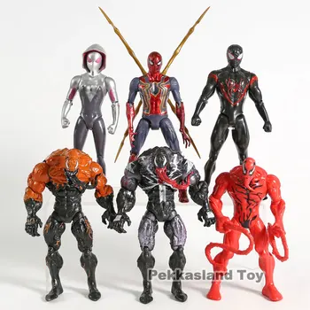 

Marvel Spiderman Morales Gwen Stacy Venom Carnage Miles With Led Light Cartoon Toy Action Figure Model Doll Gift