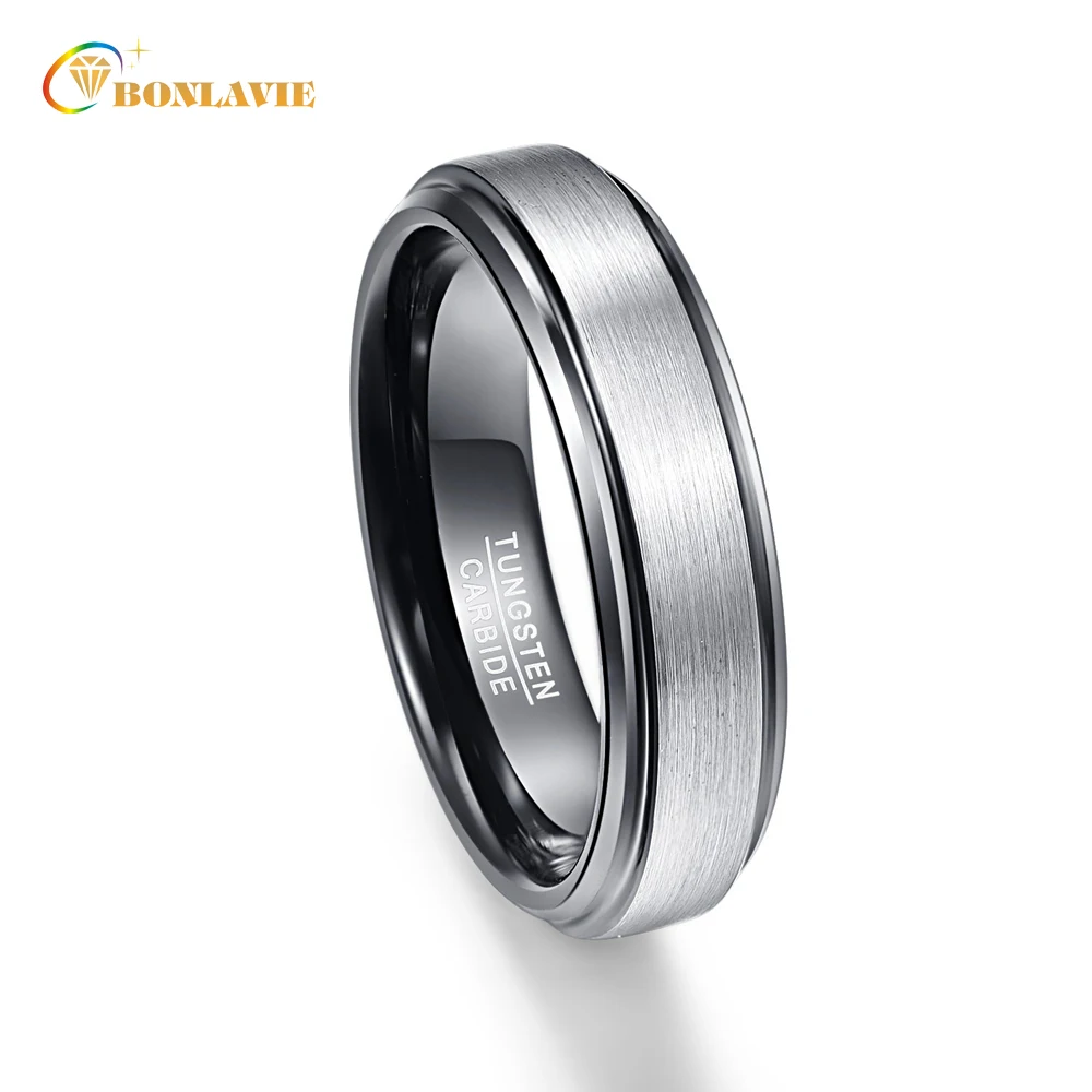 

Black Promise Band Men Rings 100% Tungsten Carbide Wedding Bands Anillos para hombres Pierscienie 6mm Width