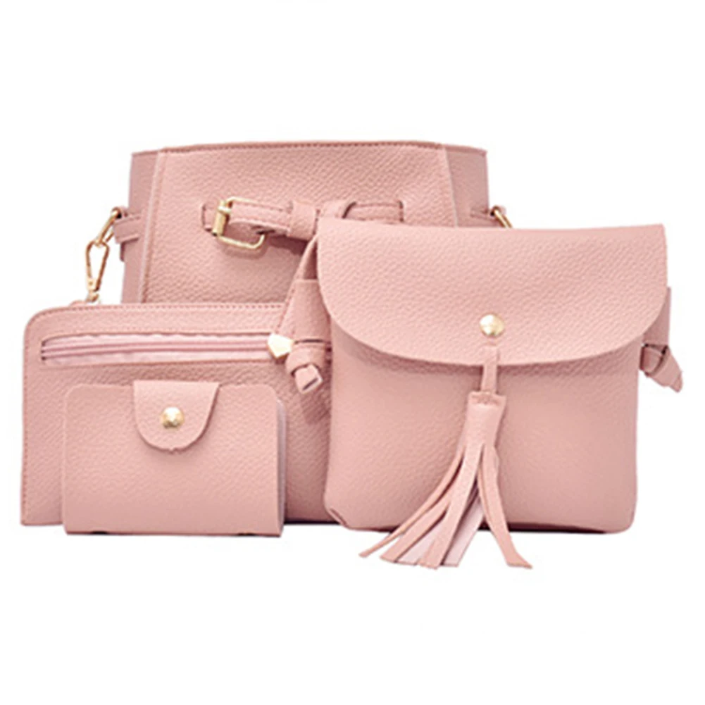 

4Pcs/Set Fashion Women Faux Leather Shoulder Tote Purse Messenger Clutch Bag