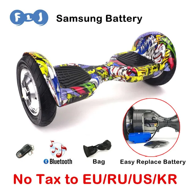 FLJ Hoverbaord 10 дюймов балансируя Скутер скейтборд Bluetooth Гироскоп Взрослые Дети Постоянный Электрический Скутер Баланс UL2272