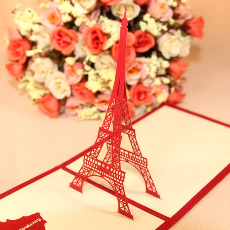 Image Creative 3D three dimensional greeting card foreign trade custom Postcard birthday card card love gift of Eiffel Tower