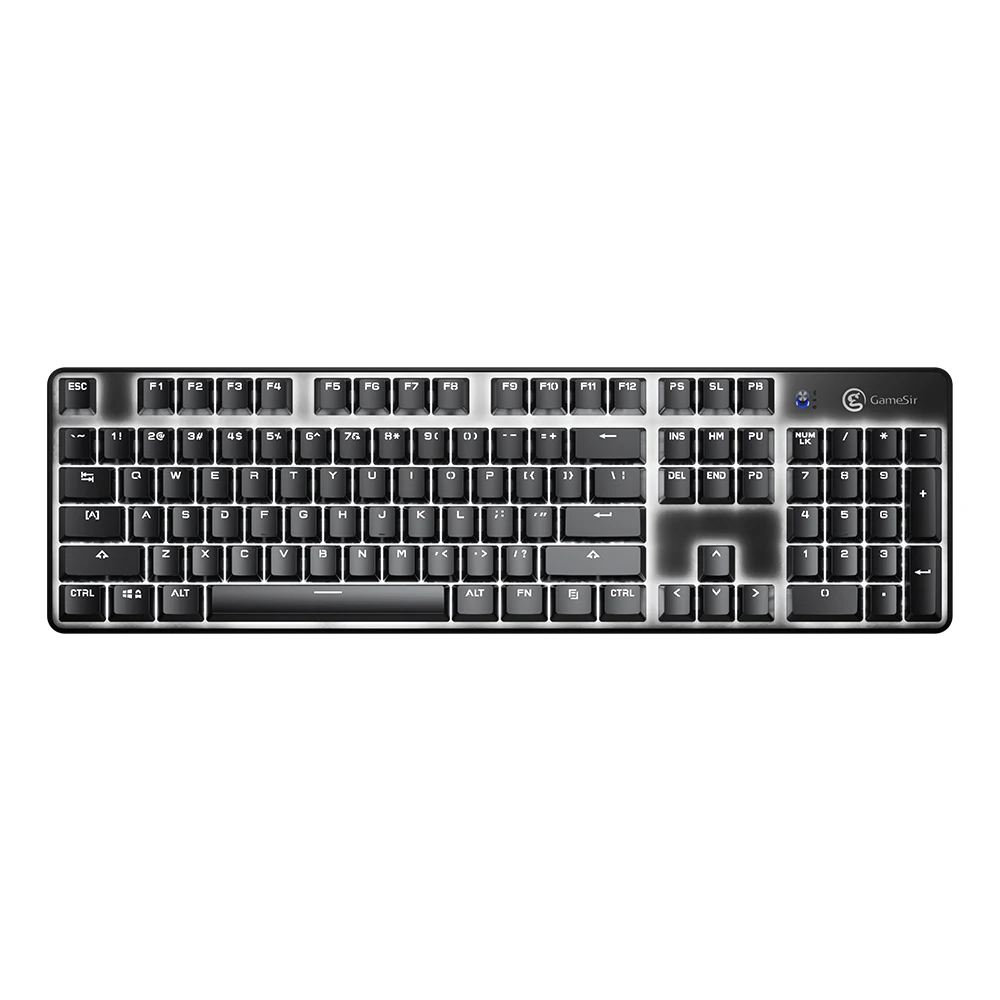 

GameSir GK300 2.4G Receiver Wireless Bluetooth Keyboard 104Keys Mechanical Blue Switches PC Gaming Keypad for FPS Hot Games