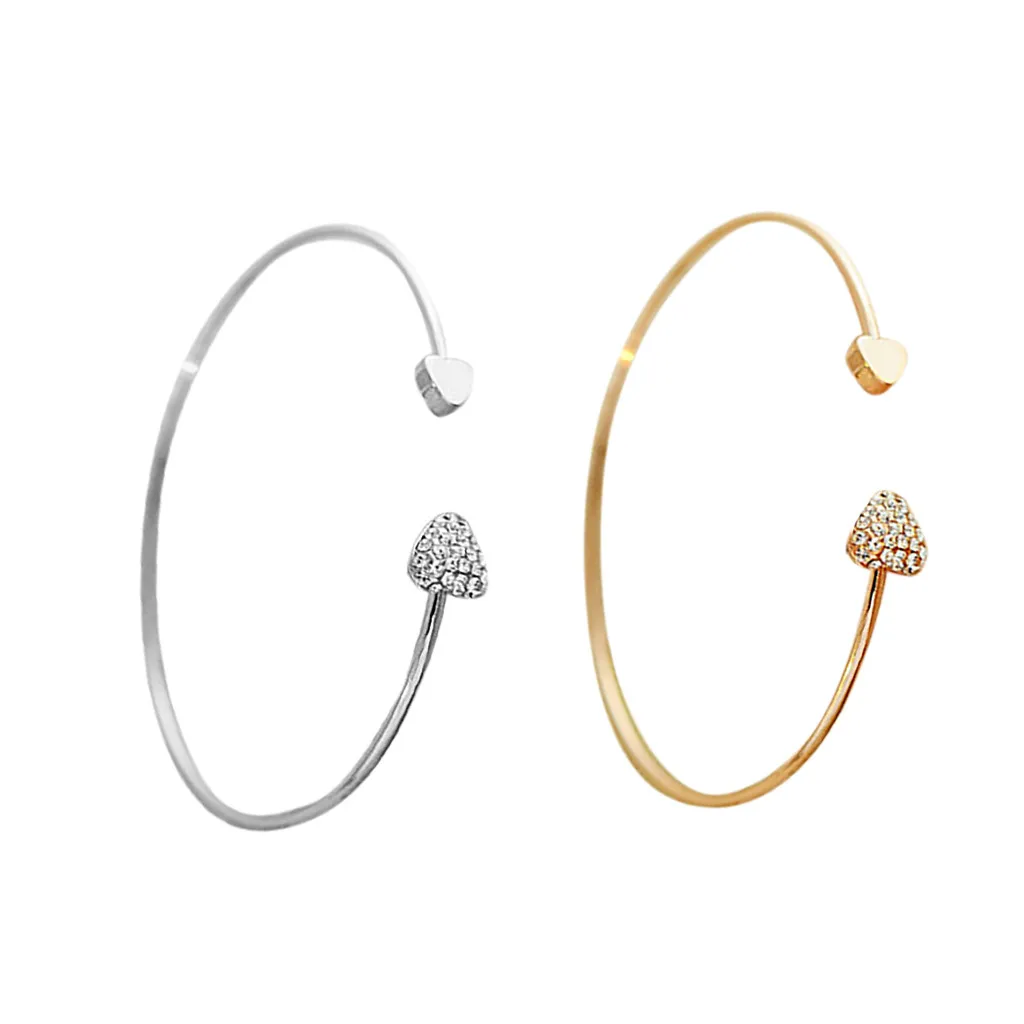 

Hot Silver Love Charming Bracelets For Women Lover Jewelry Double Heart Opening Bracelet & Bangles Pulseras Mujer Gift dropship