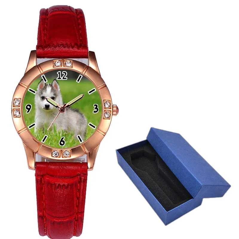 A3333 non сплетенный мешок машины часы печати фото или текст на циферблате часы «сделай сам» для Для женщин кварцевые часы с украшением в виде кристаллов специальный подарок на Рождество - Цвет: red 2 with box