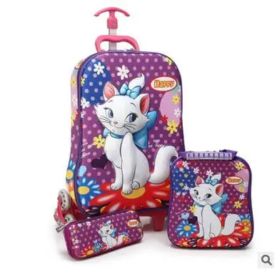 3D детские школьные сумки на колесиках для мальчиков и девочек, детский Дорожный чемодан, школьные сумки на колесиках - Цвет: 3 PCS