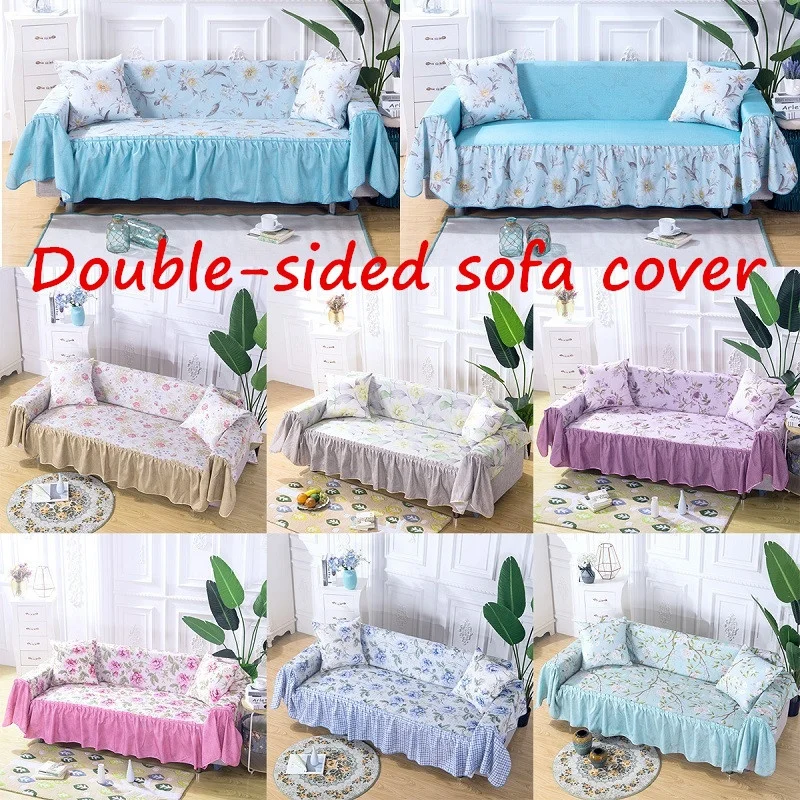 buy Double Side Nordic Floral Printing Living Room Sofa Cover Spandex Stretch All inclusive Couch Towel Cover Protector Slipcovers