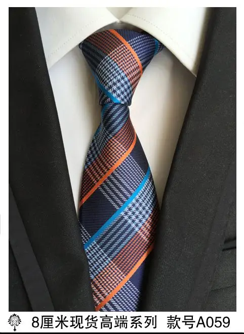 Лучшие мужские модные галстуки нагрудный платок галстуком-бабочкой комплект мужские галстуки бизнес галстук из искуственного шелка платок розового цвета в клетку шеи T001 - Цвет: A059