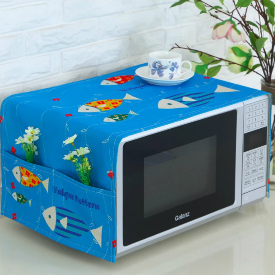 Polyester Fabric Microwave Oven Cover Cotton Double Pockets Dust Polyester Fabric Microwave Oven Cover