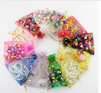 

7x9cm Small jewelry Draw string bag Gift bags gauze jewelry bag mix 12 color