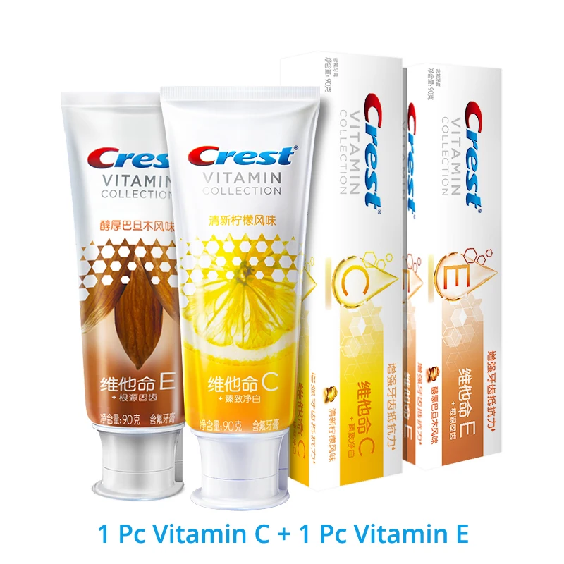 Витаминная зубная паста Crest Advanced Vitamin Formula Vit. E улучшает Стоматологическое сопротивление Вит. C отбеливание зубов с фторидом - Цвет: Vit. C and E