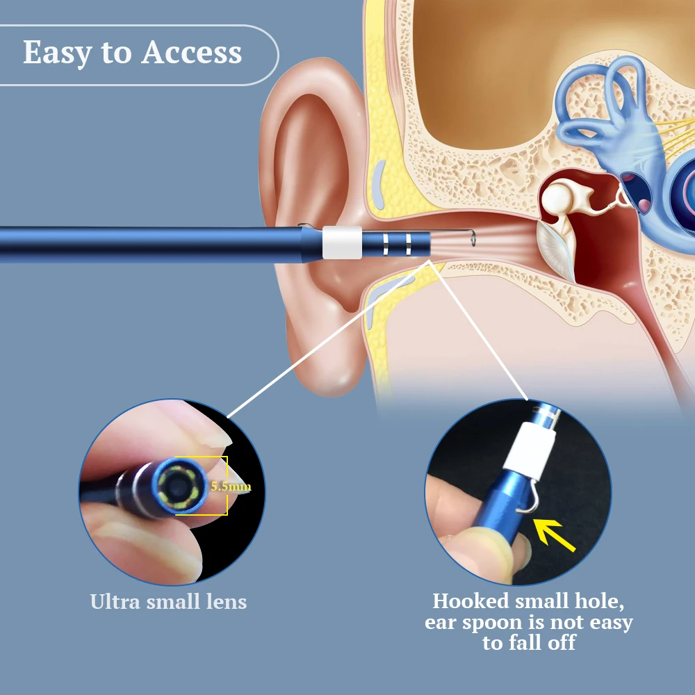 Otoscope камера 720P эндоскоп HD визуальная Ушная ложка для ушей камера для очистки ушей OTG Android очистка Usb эндоскоп бороскоп