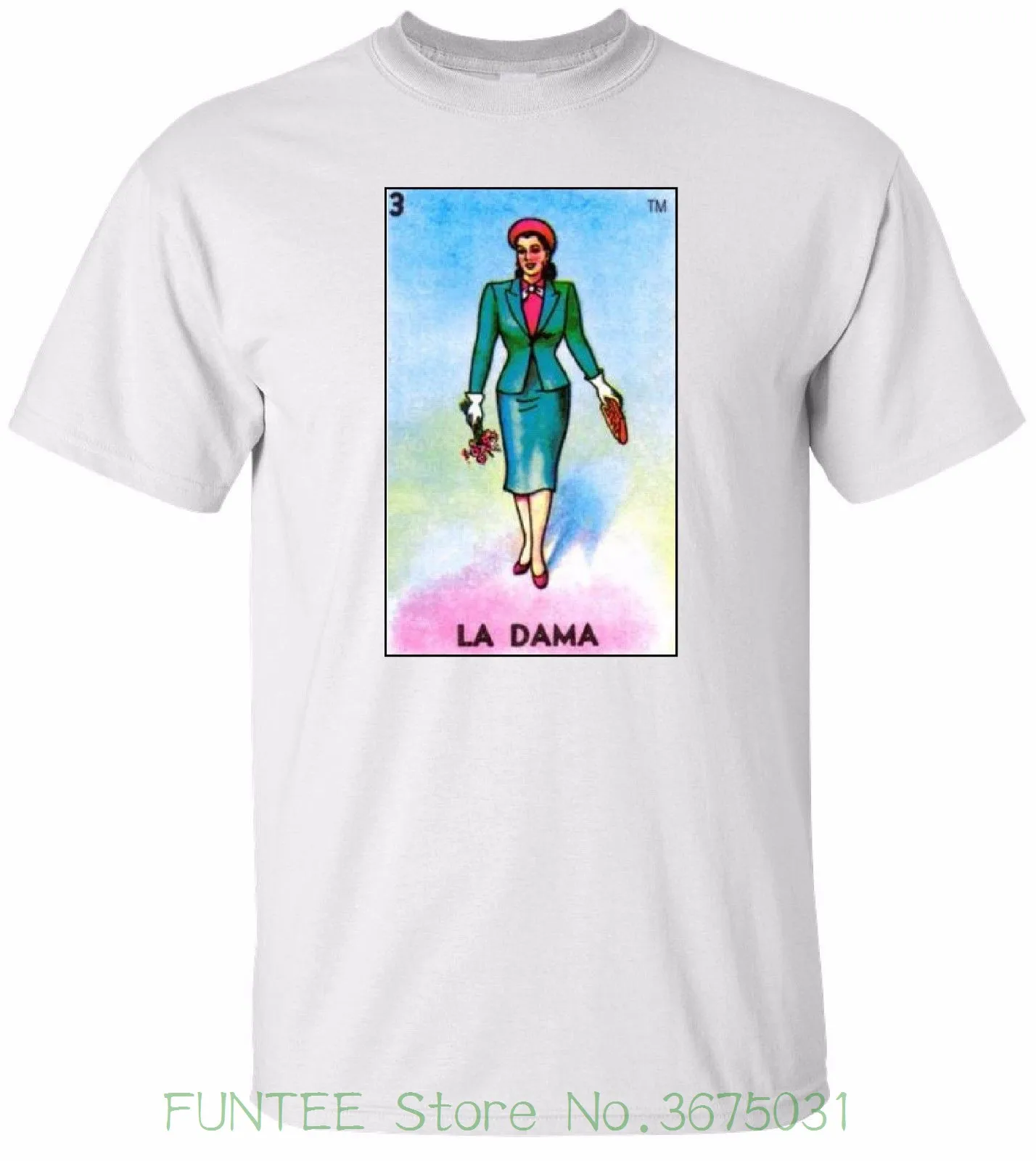 

Women's Tee La Dama ( The Dame ) White T-shirt 100% Cotton Tee By Bmf Apparel 2018 Hot Summer