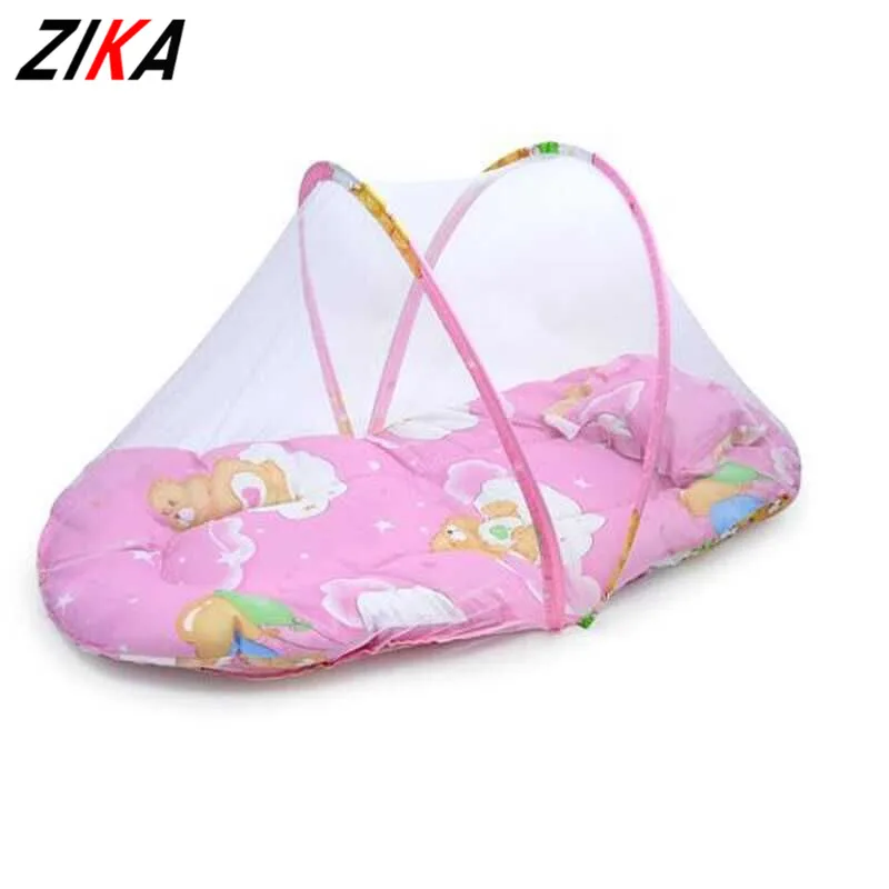 ZIKA New Baby Crib Baby Bed With Pillow Mat Set Portable Foldable Crib