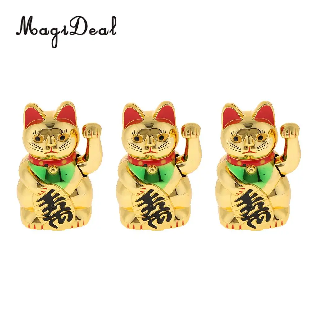 Chinese Lucky  Cat  Wealth Waving Cat  Gold  Waving Hand Feng 