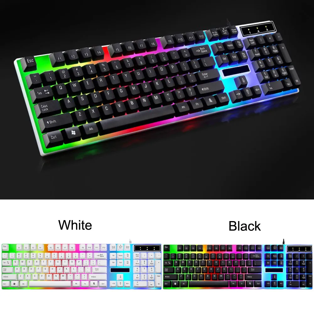 

2019new Waterproof Rainbow Keyboard With Rainbow Backlight USB Wired Game Keyboard