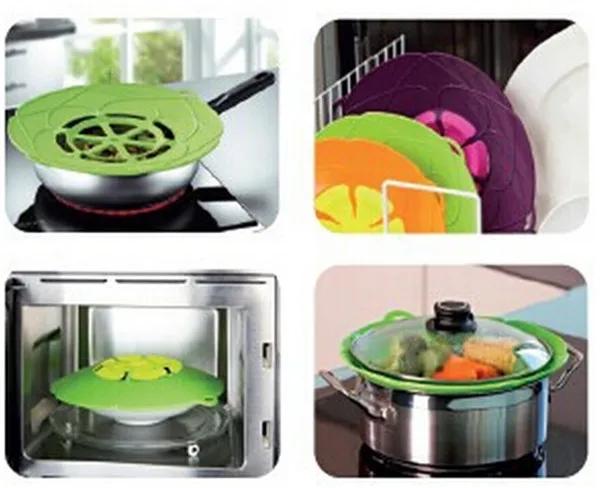 Multifunction Flower Shape Silicone Stop Spill Cover Lid High Temperature Resistant Pan Cover