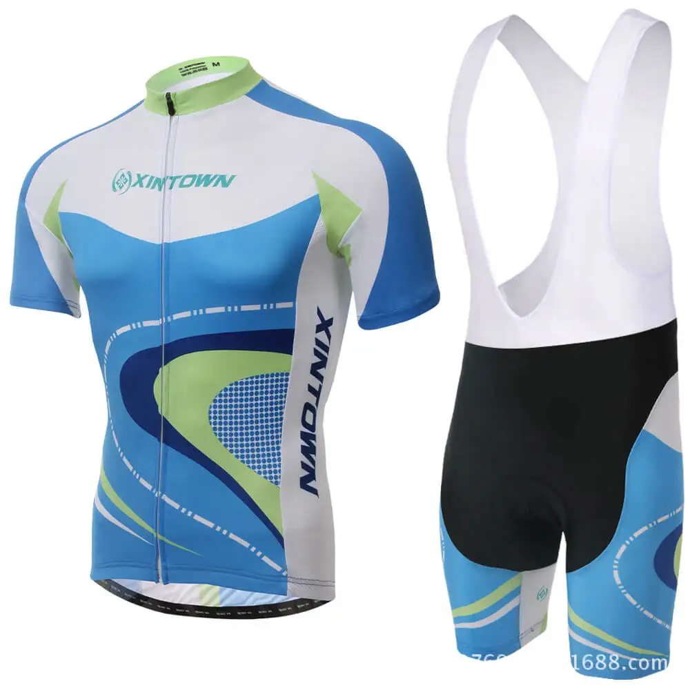 

XINTOWN Quick-drying Cycling Jersey Set Bib Shorts Summer Short Sleeve Cycling Clothes Sponge Pad Breathable Cycling Jersey Sets