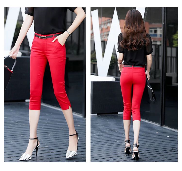 grey sweatpants Pants Women Summer Skinny Breeches Cropped Trousers High Waist Office Lady Slim Capris Pantalon Femme Woman Bodycon Pencil Pant champion sweatpants