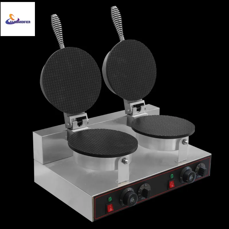 

1000W Double Head Ice Cream Leather Machine 2 Plate Cone Baker Egg roll machine Ice Cream Paper Maker ice cream cone
