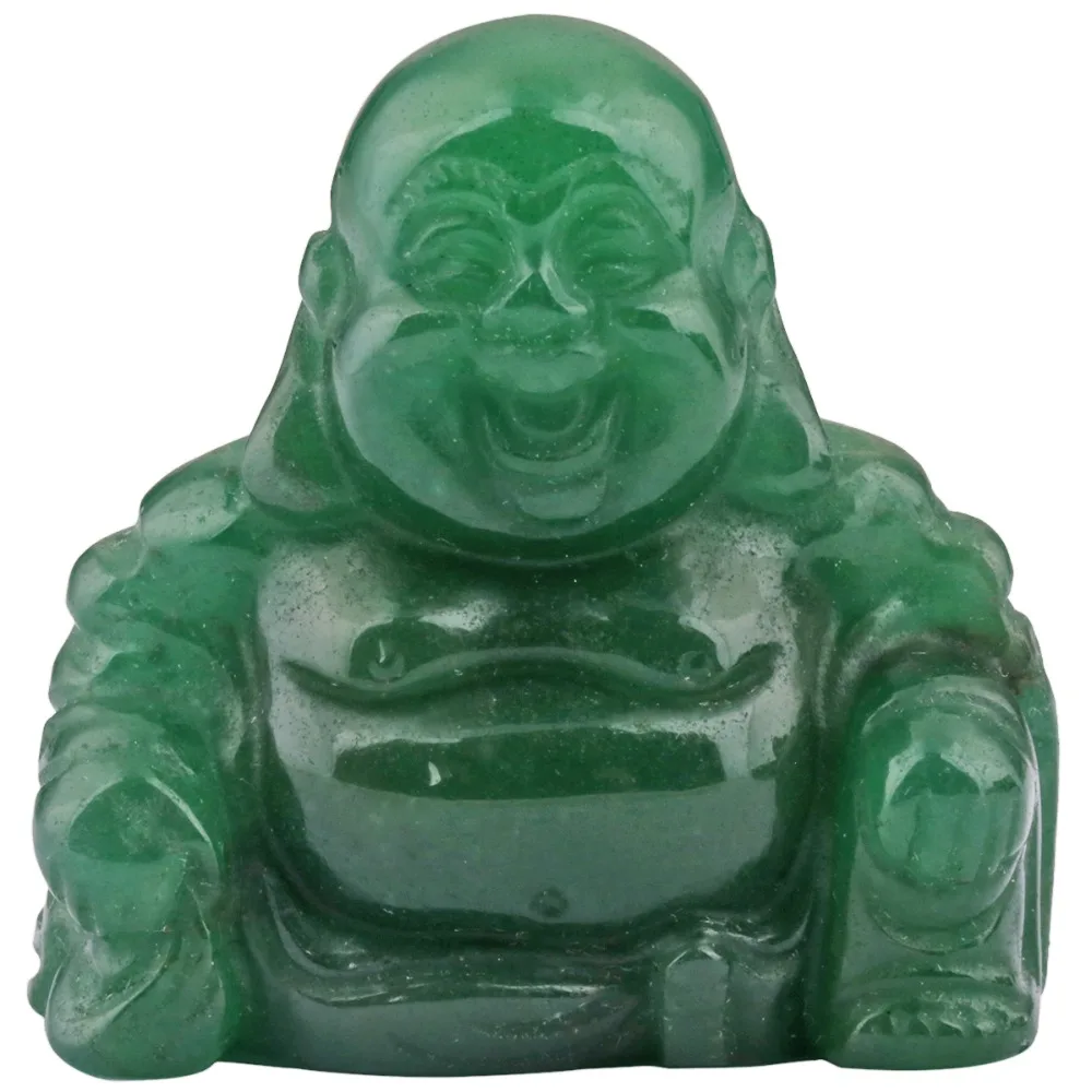 

TUMBEELLUWA 1.5" Green Aventurine Happy Laughing Buddha Pocket Statue Feng Shui Figurines Healing Crystal Wealth and Good Luck