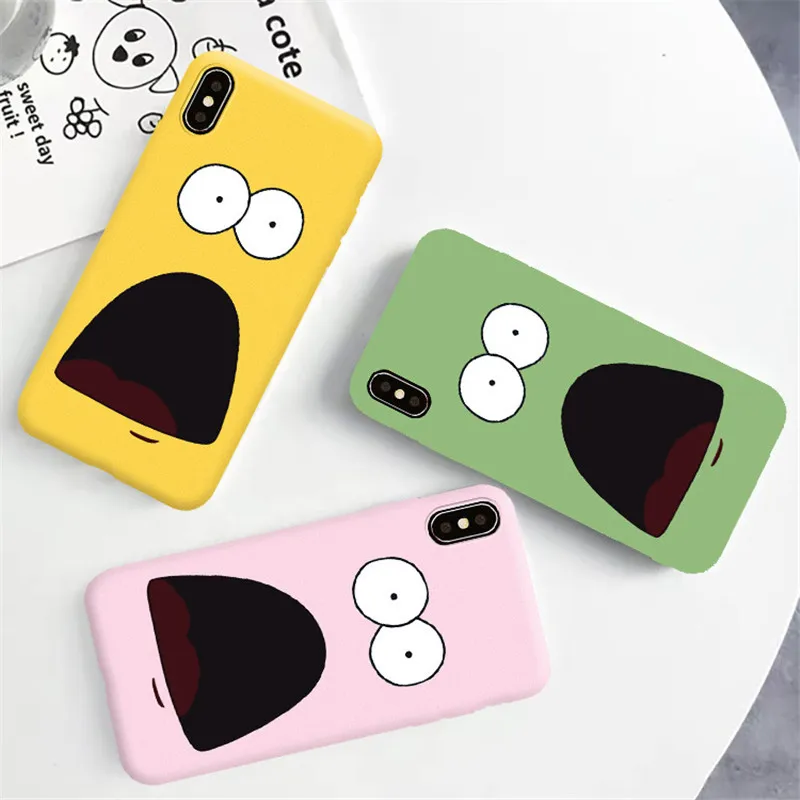 

JAMULAR Candy Color Funny Face Fitted Case For iPhone XS MAX XR X 7 8 6 6s Plus Cartoon Emoji Soft Silicone Phone Cover Fundas