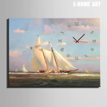 

Free Shipping E-HOME Sailing On The Sea Clock in Canvas 1pcs wall clock
