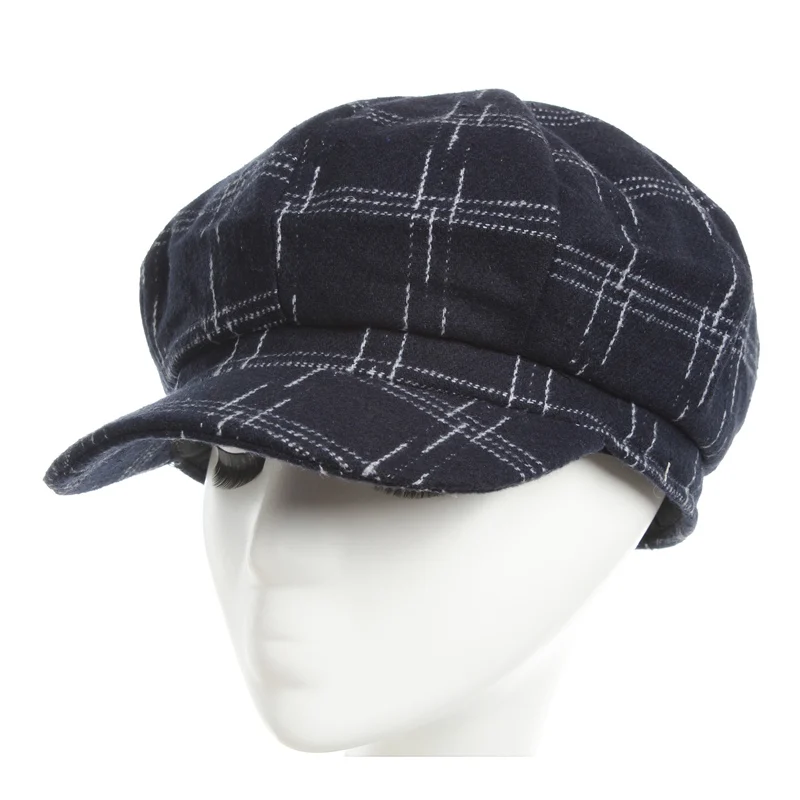 

Octagonal cap Fashion lattices line elegance Newsboy cap Autumn Winter Unisex Outdoor leisure hat Octagonal cap for women