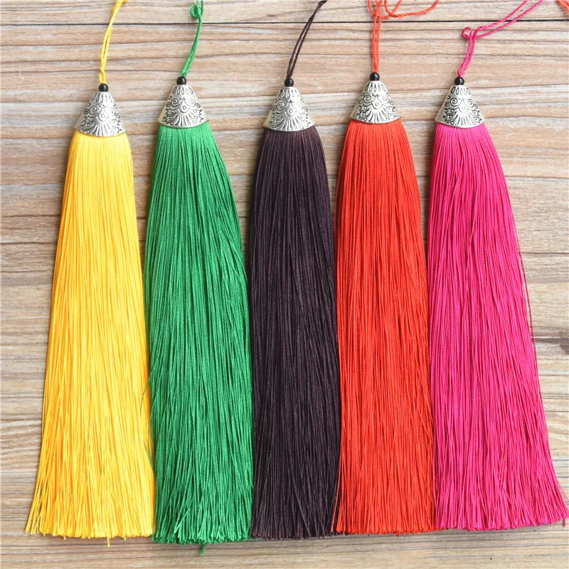 

Fashion 10Pcs 170mm Long Silk Tassels Earrings Charms Pendant Satin Tassels for Earrings DIY Jewelry Making Findings Materials